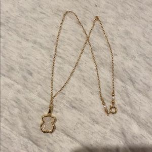 Yellow gold bear charm necklace